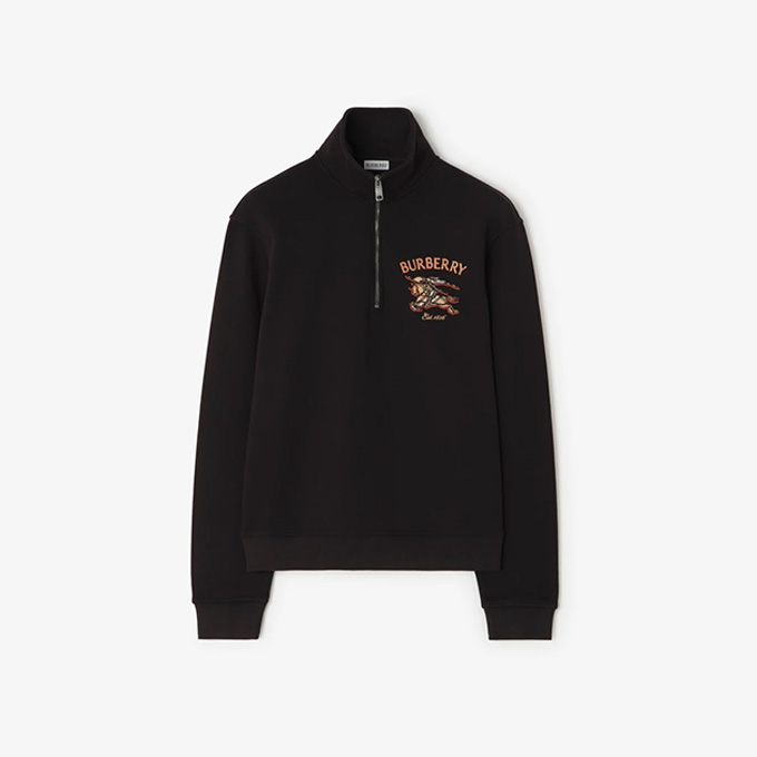burberry equestrian knight embroidered half zip stand collar sweatshirt
